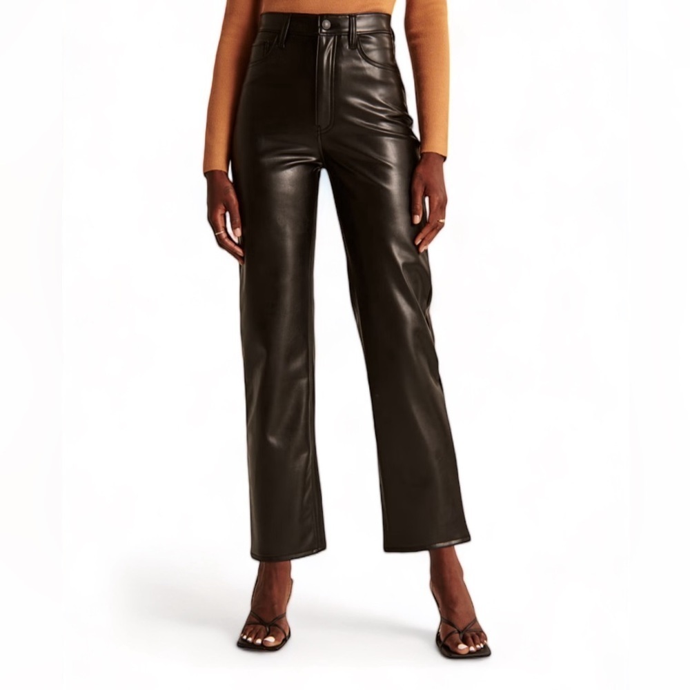 ABERCROMBIE &‎ FITCH Faux Leather Pants The Ankle Straight Ultra High Rise 27 4